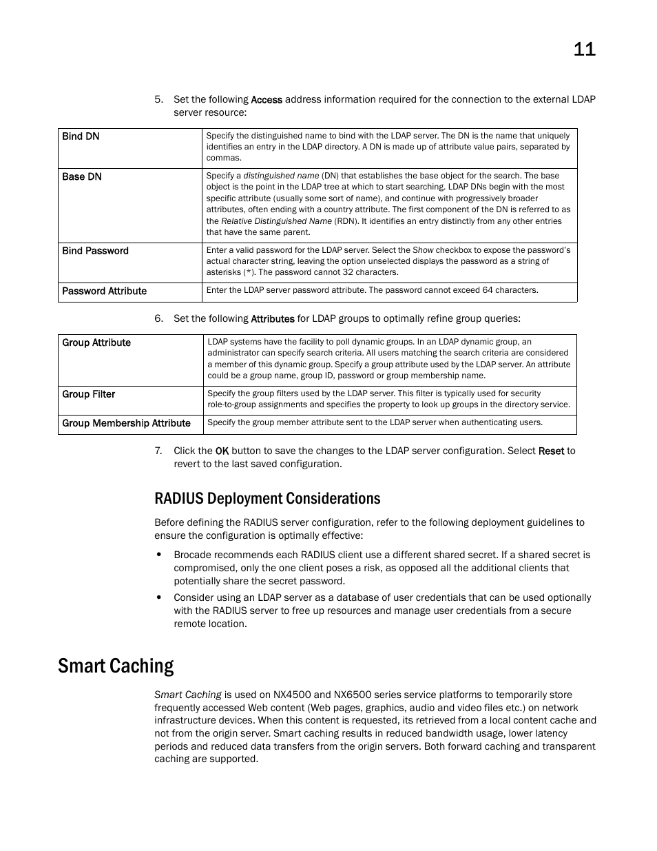 Radius deployment considerations, Smart caching | Brocade Mobility RFS Controller System Reference Guide (Supporting software release 5.5.0.0 and later) User Manual | Page 665 / 1017