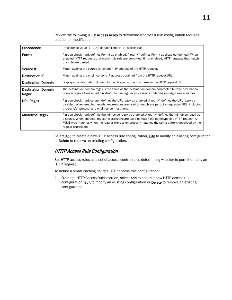 Htttp access rule configuration | Brocade Mobility RFS Controller System Reference Guide (Supporting software release 5.5.0.0 and later) User Manual | Page 671 / 1017