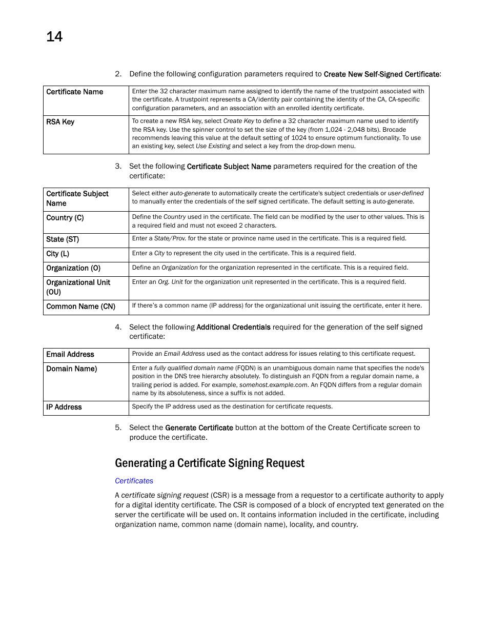 Generating a certificate signing request | Brocade Mobility RFS Controller System Reference Guide (Supporting software release 5.5.0.0 and later) User Manual | Page 742 / 1017