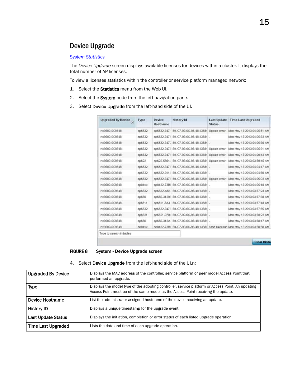 Device upgrade | Brocade Mobility RFS Controller System Reference Guide (Supporting software release 5.5.0.0 and later) User Manual | Page 757 / 1017