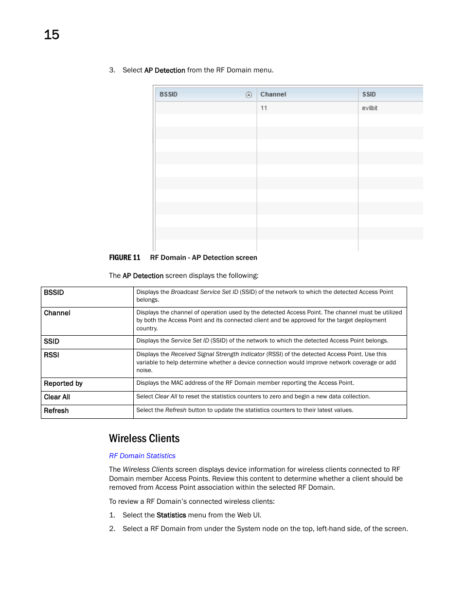 Wireless clients | Brocade Mobility RFS Controller System Reference Guide (Supporting software release 5.5.0.0 and later) User Manual | Page 768 / 1017