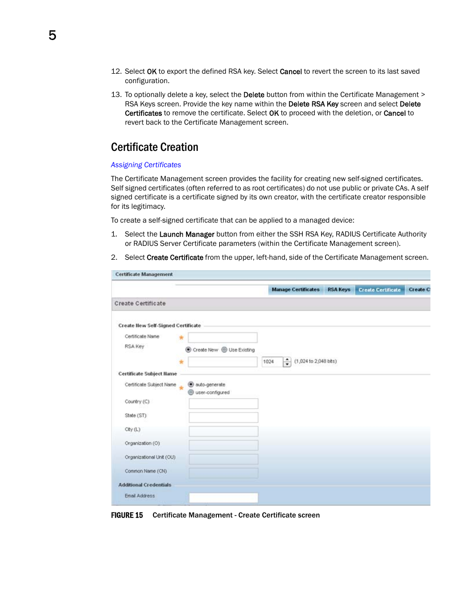 Certificate creation | Brocade Mobility RFS Controller System Reference Guide (Supporting software release 5.5.0.0 and later) User Manual | Page 78 / 1017
