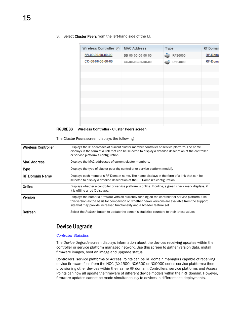 Device upgrade | Brocade Mobility RFS Controller System Reference Guide (Supporting software release 5.5.0.0 and later) User Manual | Page 812 / 1017