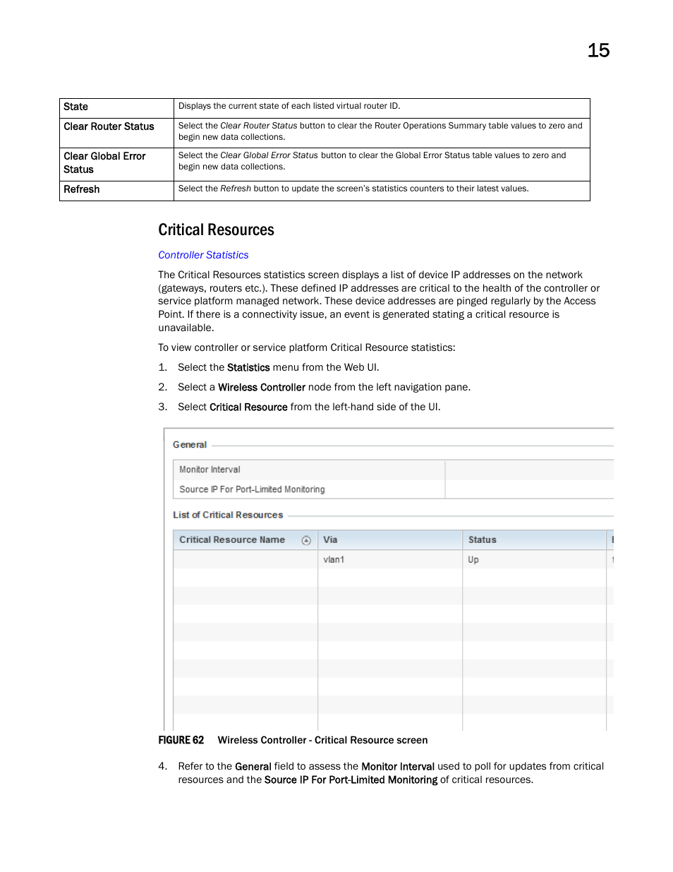 Critical resources | Brocade Mobility RFS Controller System Reference Guide (Supporting software release 5.5.0.0 and later) User Manual | Page 851 / 1017