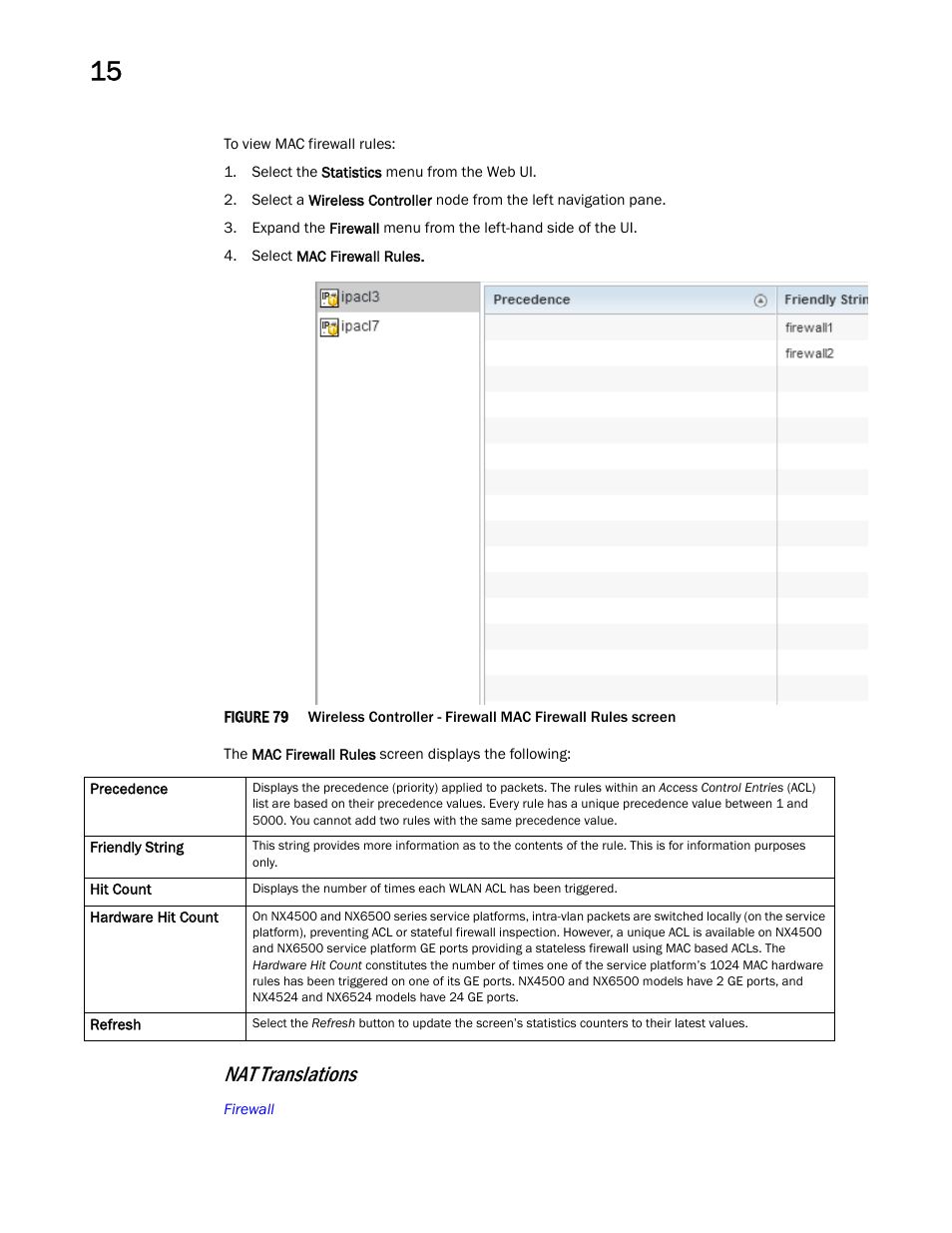 Nat translations | Brocade Mobility RFS Controller System Reference Guide (Supporting software release 5.5.0.0 and later) User Manual | Page 872 / 1017