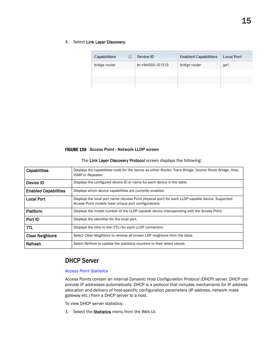 Dhcp server | Brocade Mobility RFS Controller System Reference Guide (Supporting software release 5.5.0.0 and later) User Manual | Page 953 / 1017