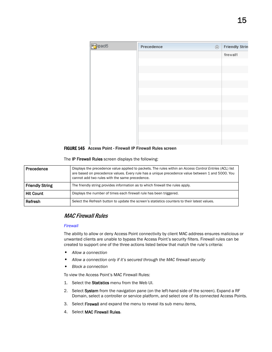 Mac firewall rules | Brocade Mobility RFS Controller System Reference Guide (Supporting software release 5.5.0.0 and later) User Manual | Page 961 / 1017