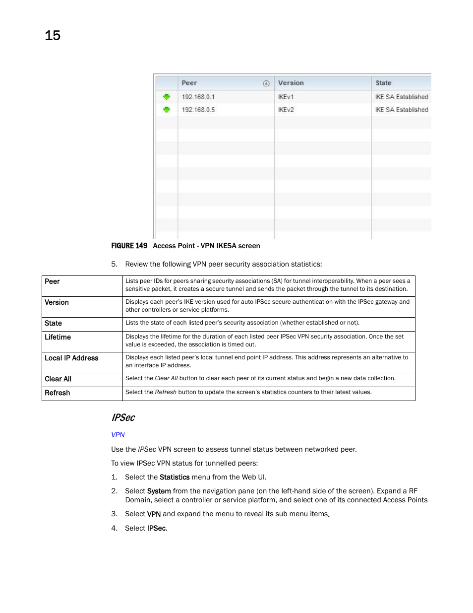 Ipsec | Brocade Mobility RFS Controller System Reference Guide (Supporting software release 5.5.0.0 and later) User Manual | Page 966 / 1017