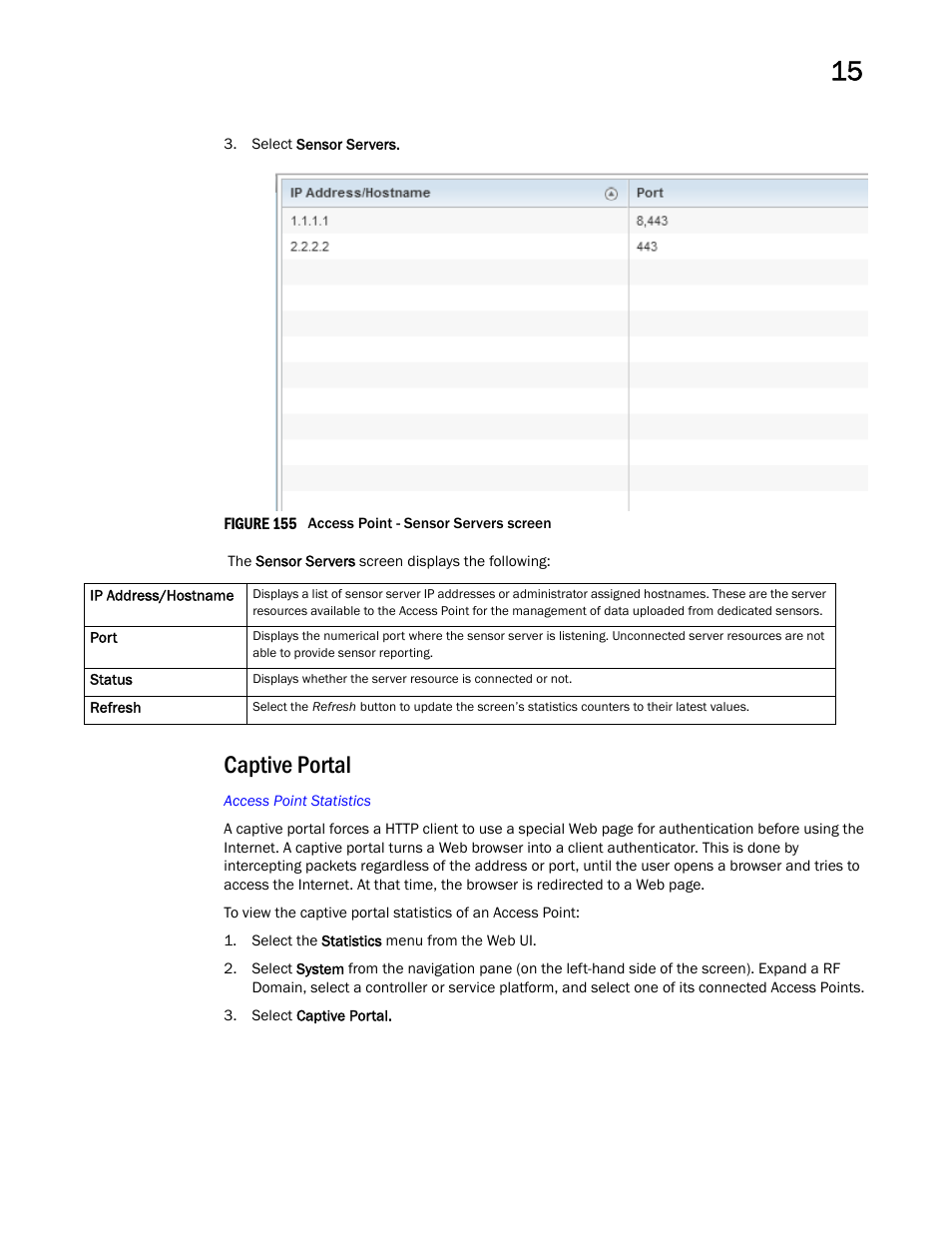 Captive portal | Brocade Mobility RFS Controller System Reference Guide (Supporting software release 5.5.0.0 and later) User Manual | Page 973 / 1017