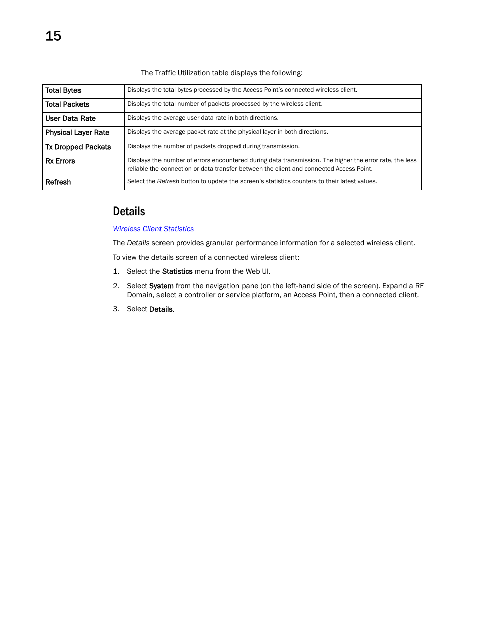 Details | Brocade Mobility RFS Controller System Reference Guide (Supporting software release 5.5.0.0 and later) User Manual | Page 986 / 1017