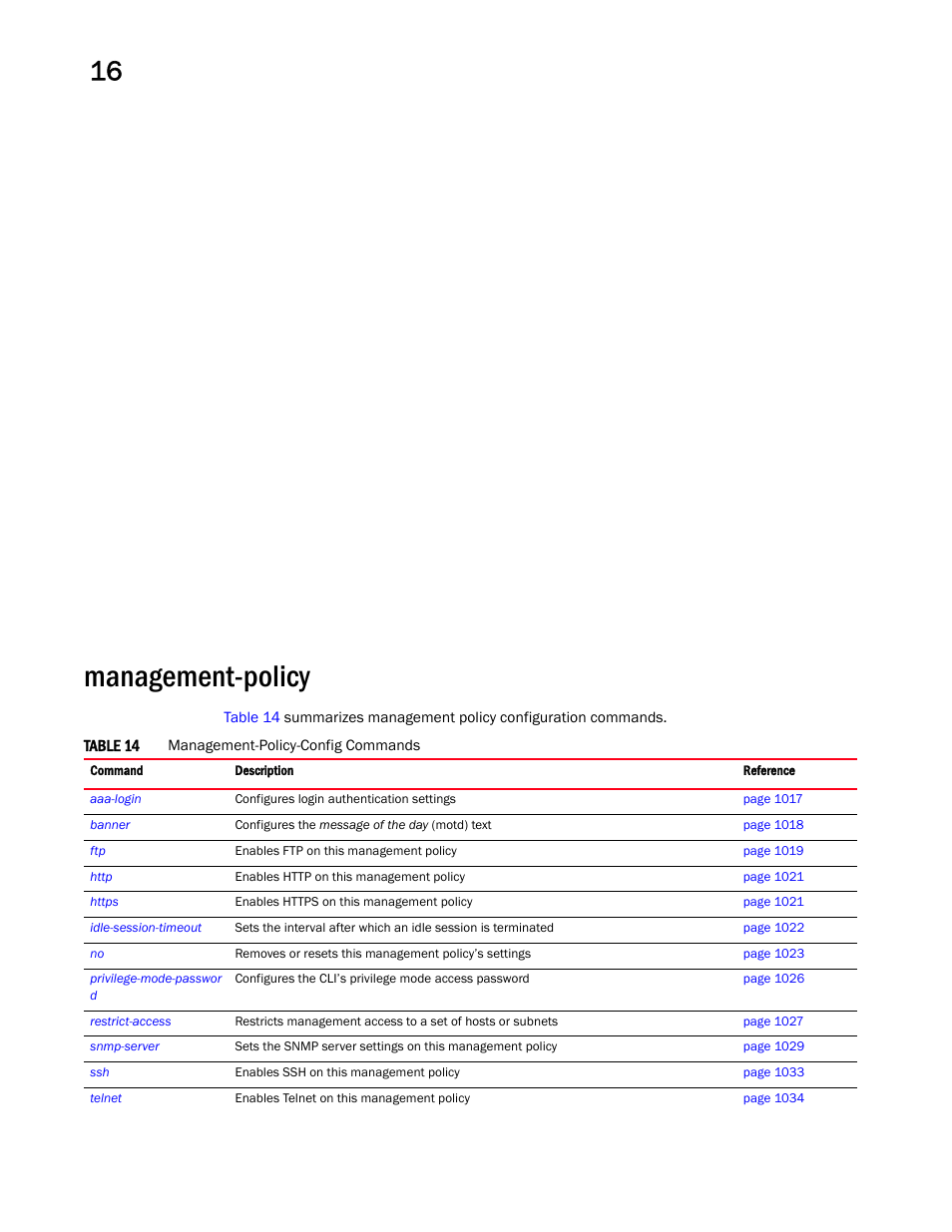 Management-policy, Management-policy 6 | Brocade Mobility RFS Controller CLI Reference Guide (Supporting software release 5.5.0.0 and later) User Manual | Page 1025 / 1355