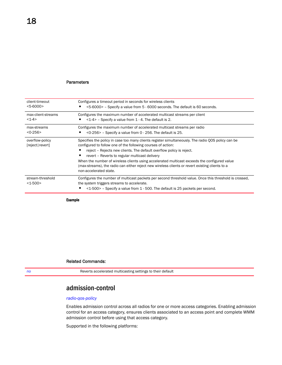 Admission-control | Brocade Mobility RFS Controller CLI Reference Guide (Supporting software release 5.5.0.0 and later) User Manual | Page 1082 / 1355