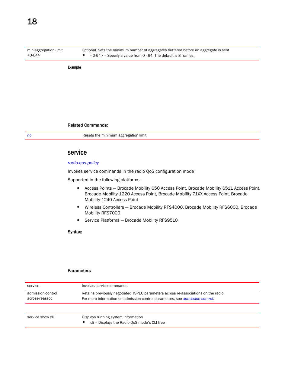 Service | Brocade Mobility RFS Controller CLI Reference Guide (Supporting software release 5.5.0.0 and later) User Manual | Page 1090 / 1355