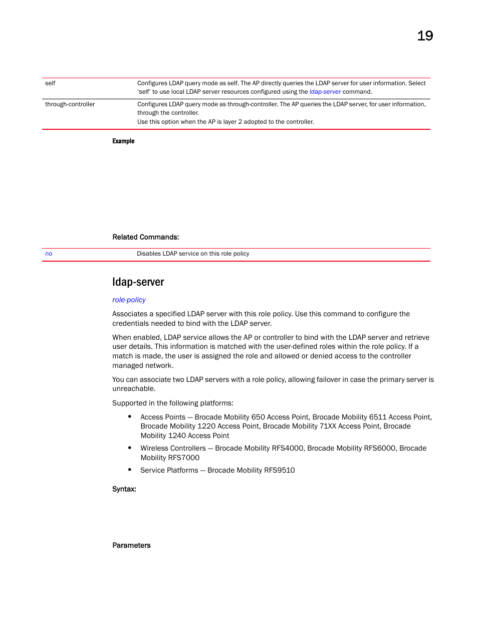 Ldap-server | Brocade Mobility RFS Controller CLI Reference Guide (Supporting software release 5.5.0.0 and later) User Manual | Page 1099 / 1355