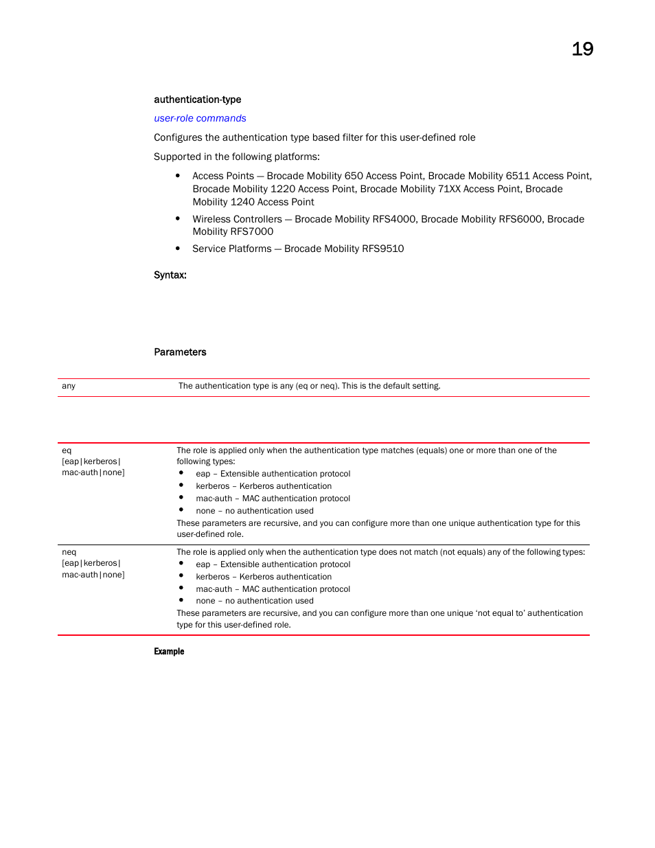 Authentication-type | Brocade Mobility RFS Controller CLI Reference Guide (Supporting software release 5.5.0.0 and later) User Manual | Page 1109 / 1355