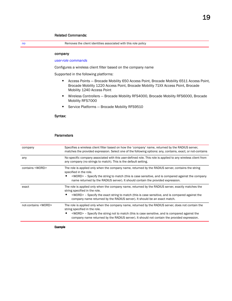 Company | Brocade Mobility RFS Controller CLI Reference Guide (Supporting software release 5.5.0.0 and later) User Manual | Page 1113 / 1355