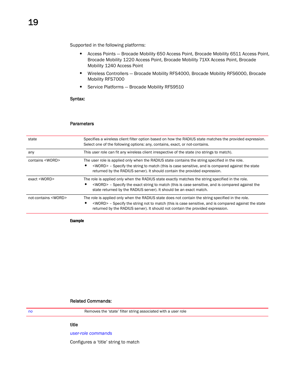 Title | Brocade Mobility RFS Controller CLI Reference Guide (Supporting software release 5.5.0.0 and later) User Manual | Page 1128 / 1355