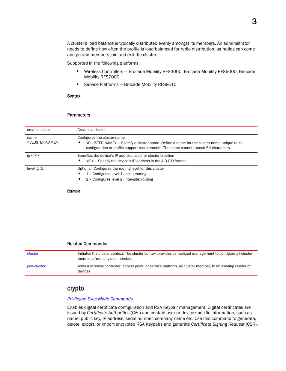 Crypto | Brocade Mobility RFS Controller CLI Reference Guide (Supporting software release 5.5.0.0 and later) User Manual | Page 114 / 1355