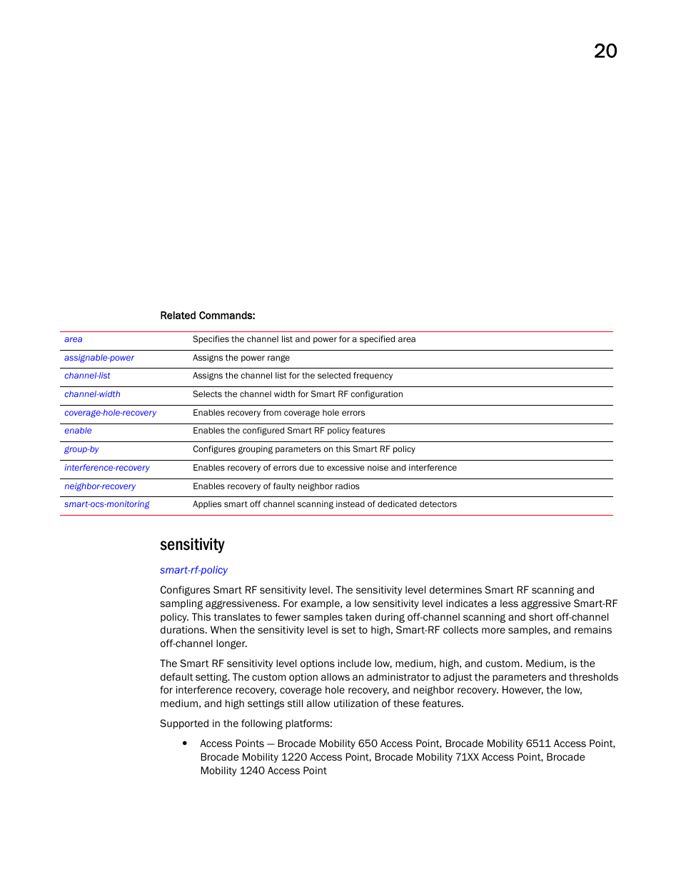 Sensitivity | Brocade Mobility RFS Controller CLI Reference Guide (Supporting software release 5.5.0.0 and later) User Manual | Page 1147 / 1355