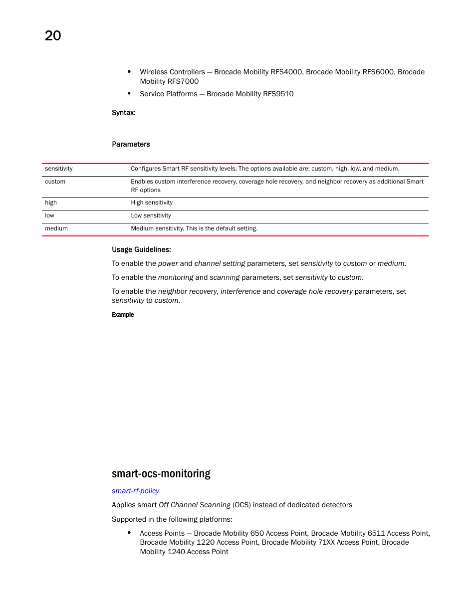 Smart-ocs-monitoring, Smart-ocs-monitorin g | Brocade Mobility RFS Controller CLI Reference Guide (Supporting software release 5.5.0.0 and later) User Manual | Page 1148 / 1355