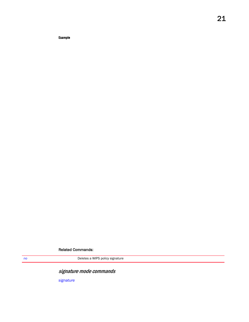 Signature mode commands | Brocade Mobility RFS Controller CLI Reference Guide (Supporting software release 5.5.0.0 and later) User Manual | Page 1167 / 1355