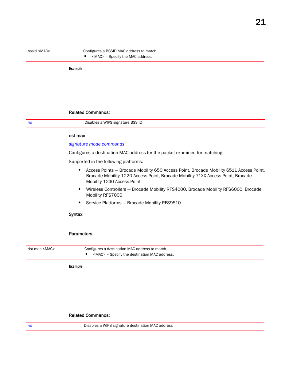 Dst-mac | Brocade Mobility RFS Controller CLI Reference Guide (Supporting software release 5.5.0.0 and later) User Manual | Page 1169 / 1355