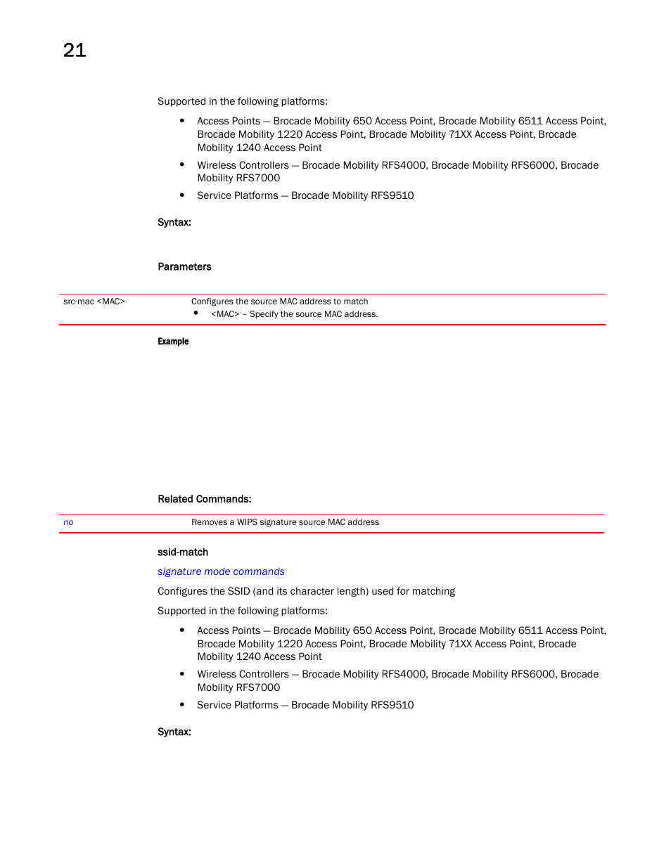 Ssid-match | Brocade Mobility RFS Controller CLI Reference Guide (Supporting software release 5.5.0.0 and later) User Manual | Page 1174 / 1355