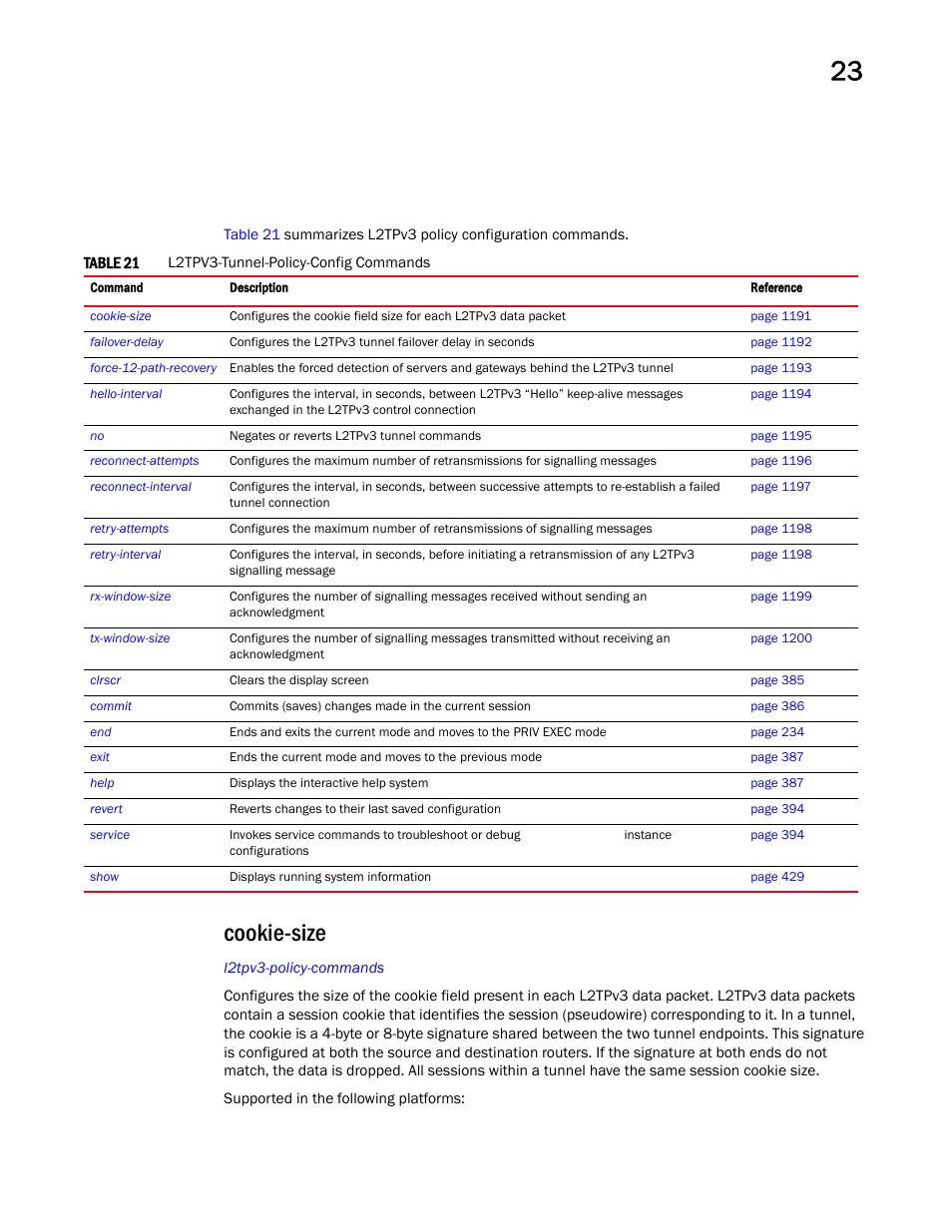 Cookie-size | Brocade Mobility RFS Controller CLI Reference Guide (Supporting software release 5.5.0.0 and later) User Manual | Page 1199 / 1355