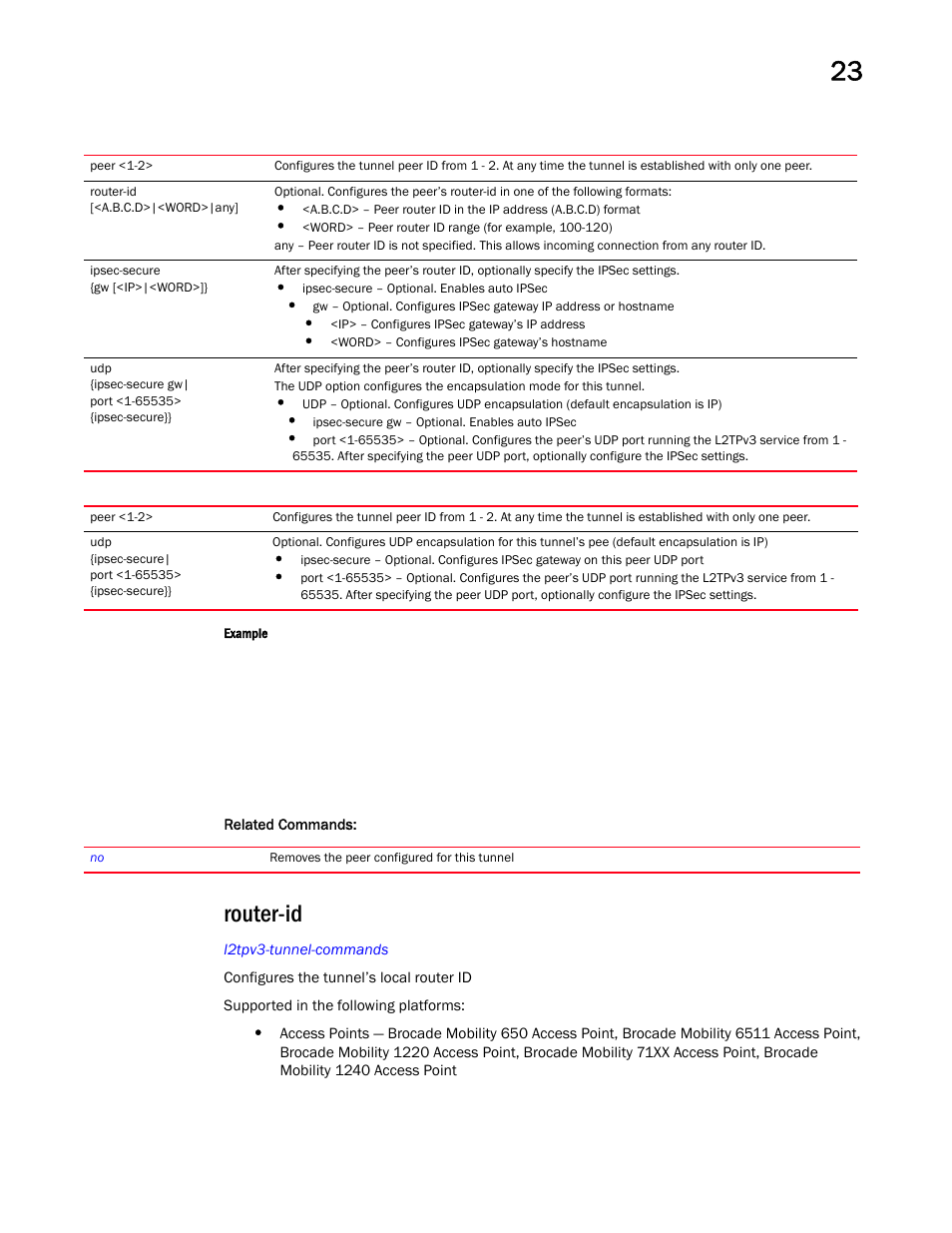 Router-id | Brocade Mobility RFS Controller CLI Reference Guide (Supporting software release 5.5.0.0 and later) User Manual | Page 1217 / 1355