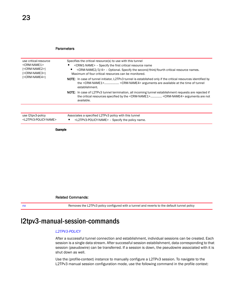 L2tpv3-manual-session-commands | Brocade Mobility RFS Controller CLI Reference Guide (Supporting software release 5.5.0.0 and later) User Manual | Page 1220 / 1355