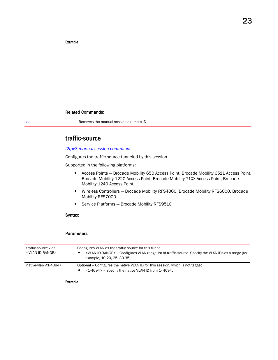 Traffic-source | Brocade Mobility RFS Controller CLI Reference Guide (Supporting software release 5.5.0.0 and later) User Manual | Page 1229 / 1355