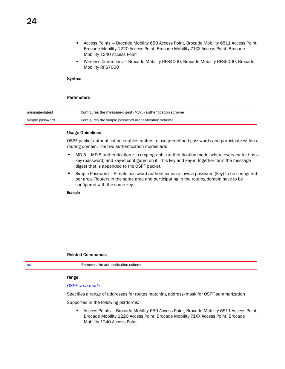 Range | Brocade Mobility RFS Controller CLI Reference Guide (Supporting software release 5.5.0.0 and later) User Manual | Page 1236 / 1355