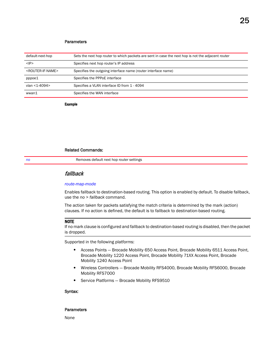 Fallback | Brocade Mobility RFS Controller CLI Reference Guide (Supporting software release 5.5.0.0 and later) User Manual | Page 1255 / 1355