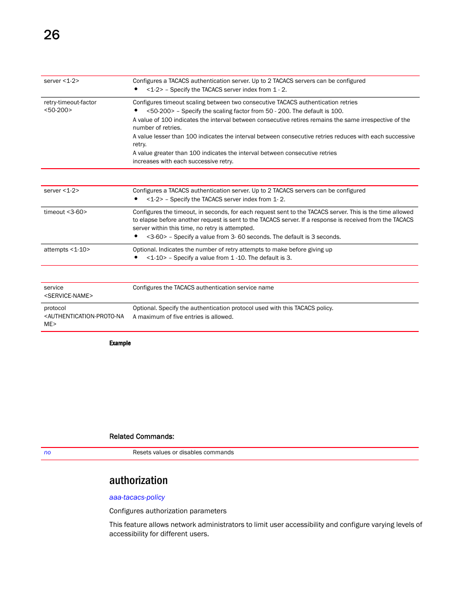 Authorization | Brocade Mobility RFS Controller CLI Reference Guide (Supporting software release 5.5.0.0 and later) User Manual | Page 1268 / 1355