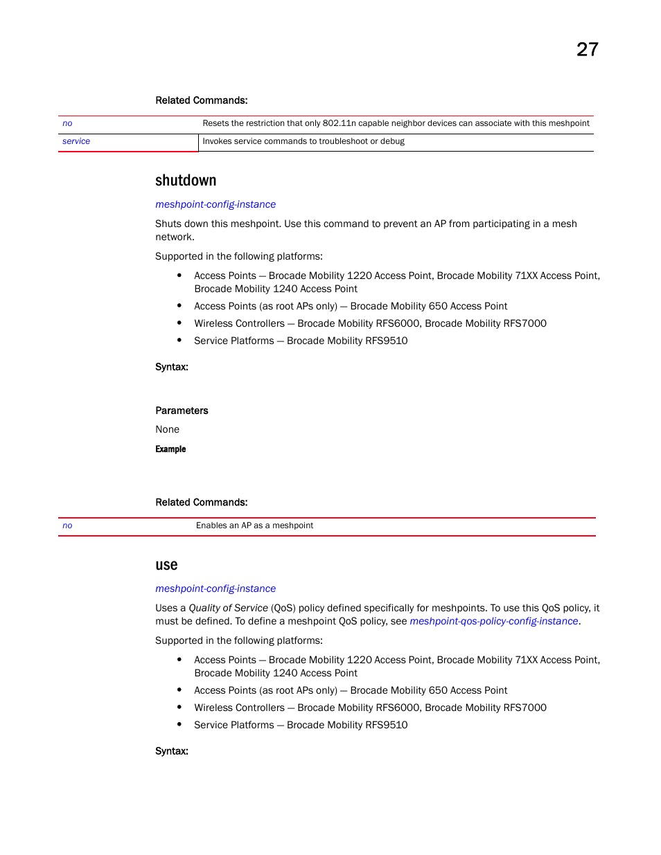 Shutdown | Brocade Mobility RFS Controller CLI Reference Guide (Supporting software release 5.5.0.0 and later) User Manual | Page 1289 / 1355