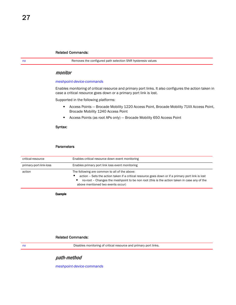 Path-method, Monitor | Brocade Mobility RFS Controller CLI Reference Guide (Supporting software release 5.5.0.0 and later) User Manual | Page 1306 / 1355