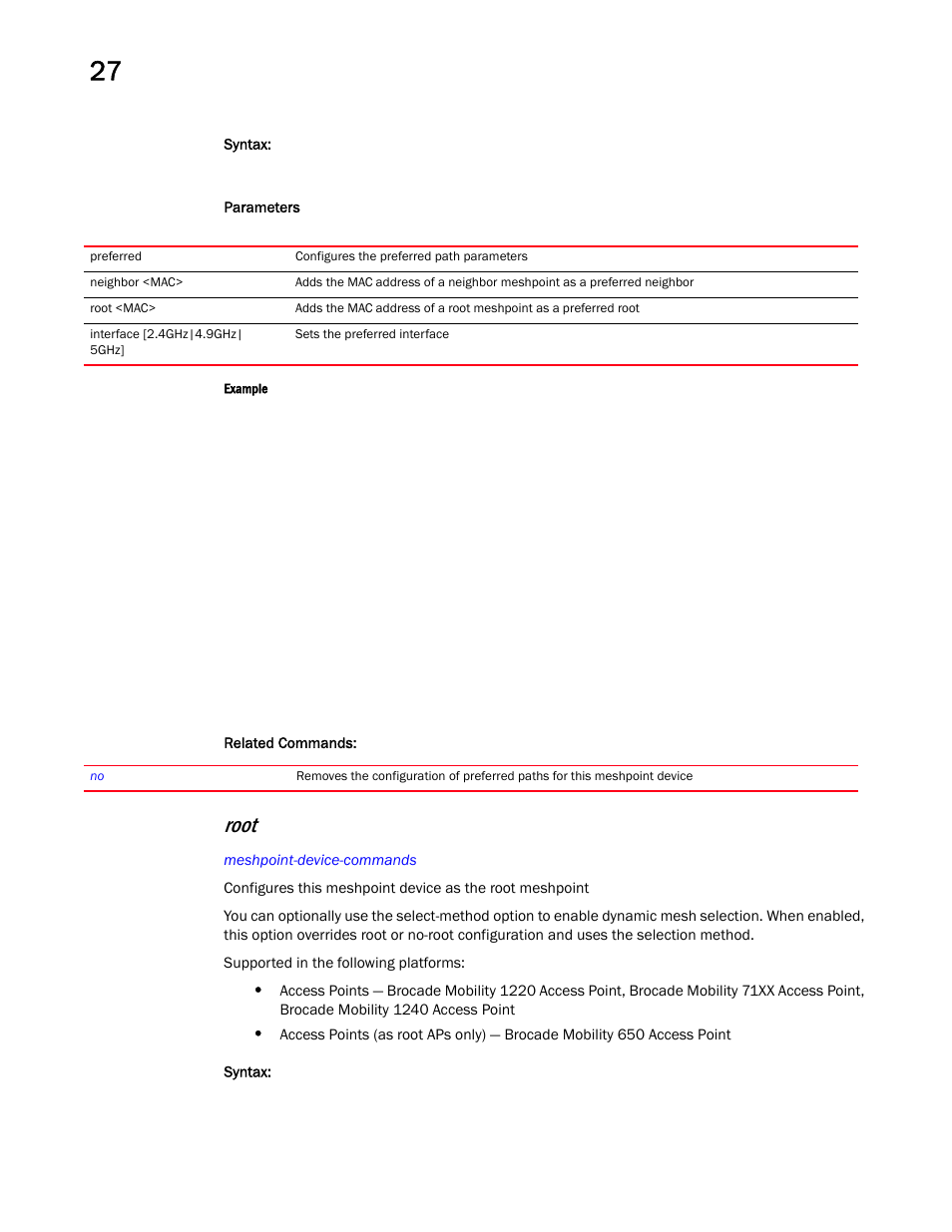 Root | Brocade Mobility RFS Controller CLI Reference Guide (Supporting software release 5.5.0.0 and later) User Manual | Page 1308 / 1355