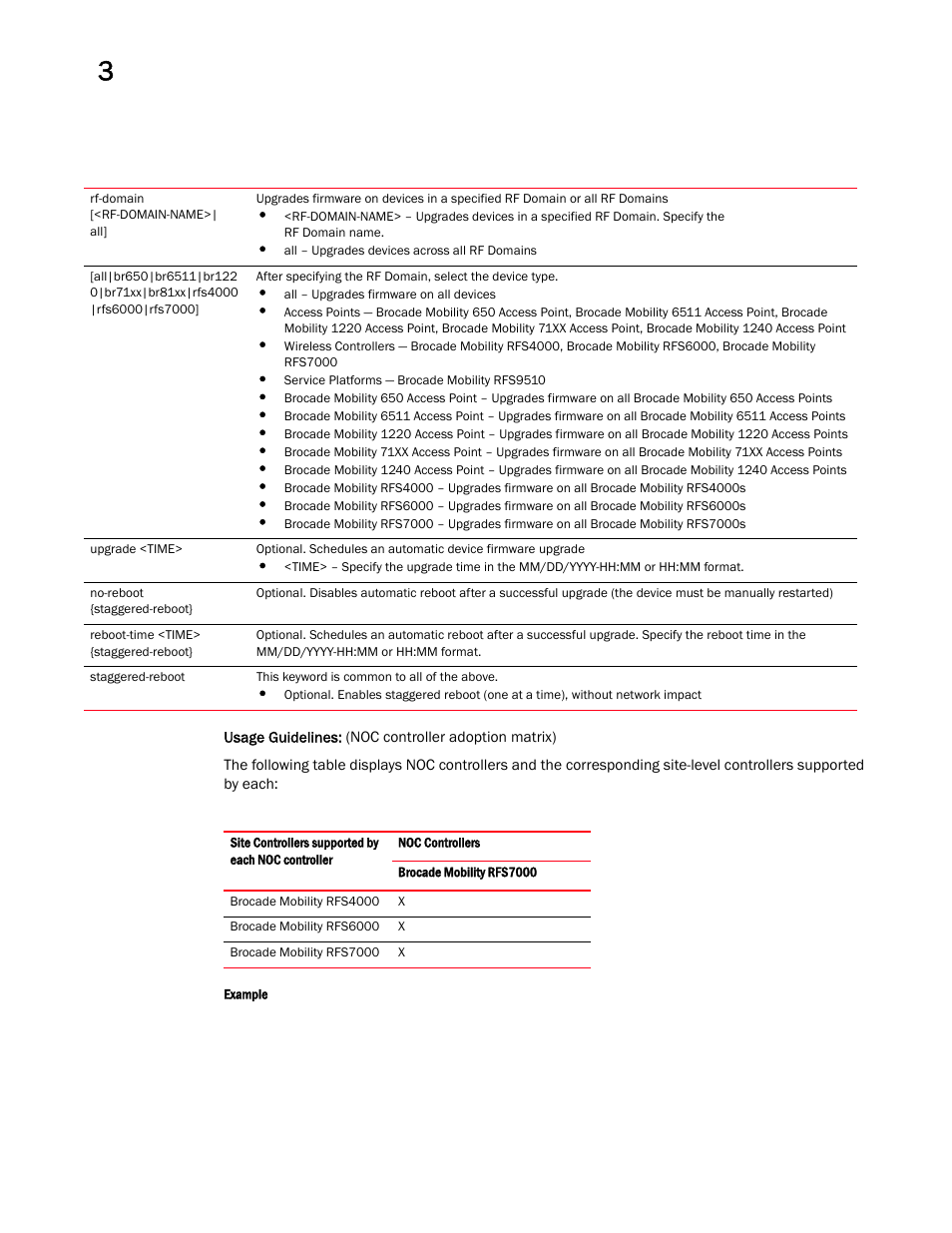 Noc controller adoption matrix) | Brocade Mobility RFS Controller CLI Reference Guide (Supporting software release 5.5.0.0 and later) User Manual | Page 131 / 1355