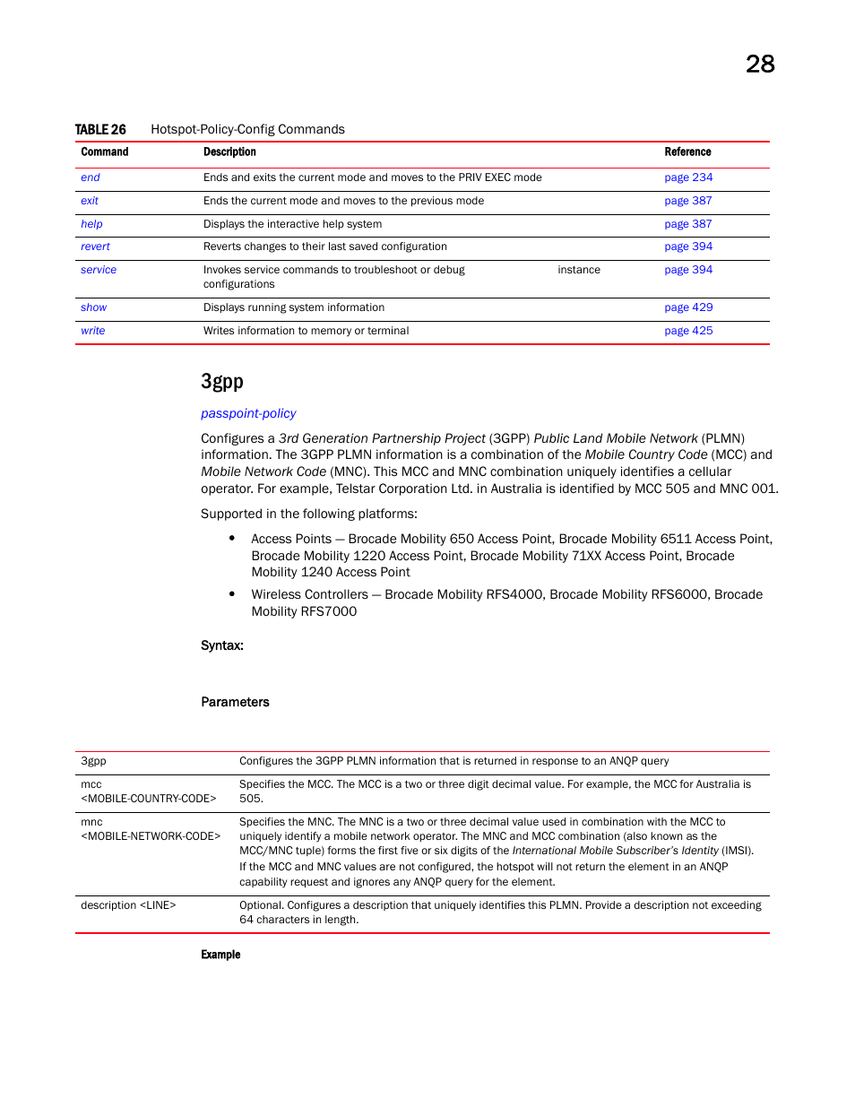 3gpp | Brocade Mobility RFS Controller CLI Reference Guide (Supporting software release 5.5.0.0 and later) User Manual | Page 1315 / 1355