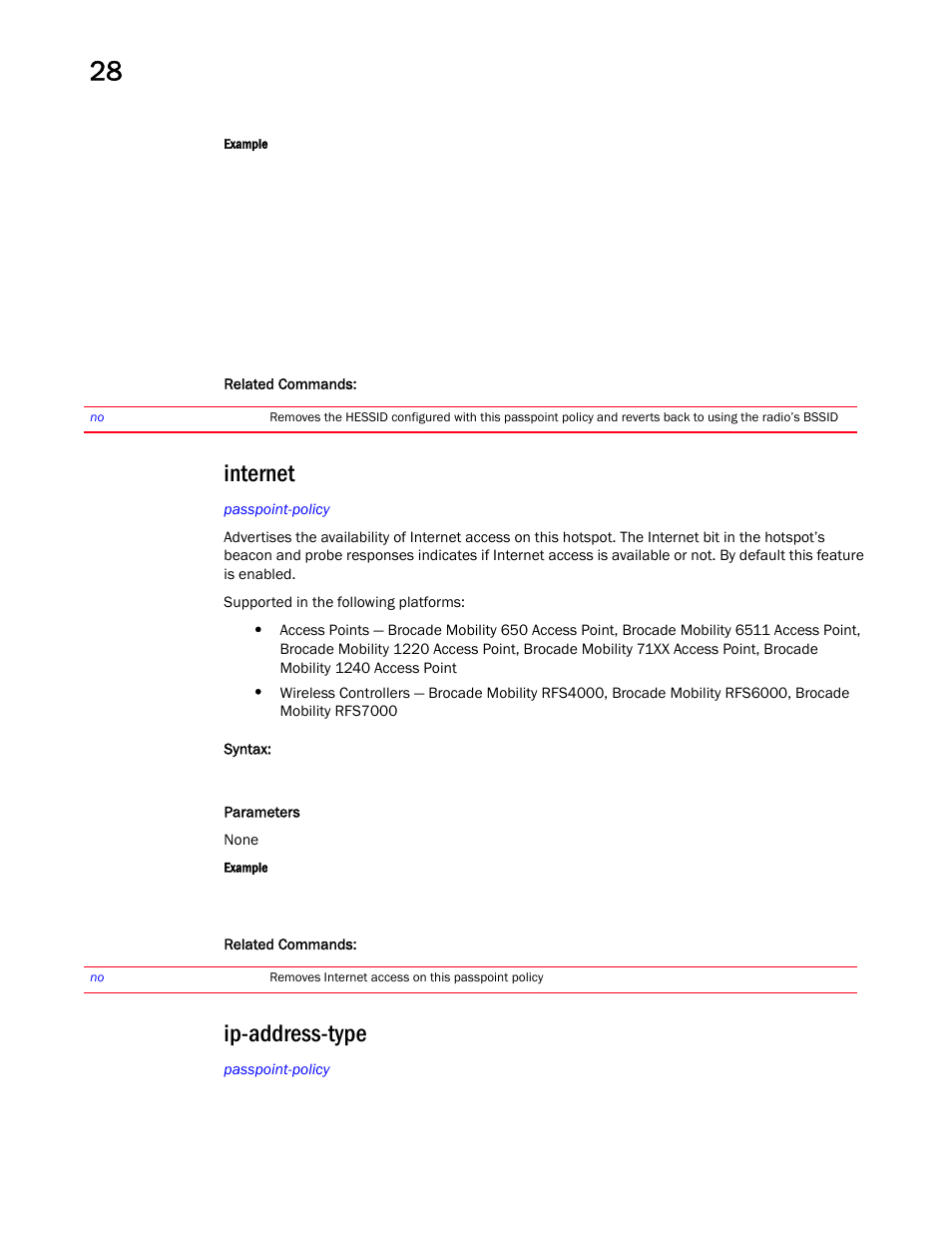 Internet, Ip-address-type | Brocade Mobility RFS Controller CLI Reference Guide (Supporting software release 5.5.0.0 and later) User Manual | Page 1320 / 1355