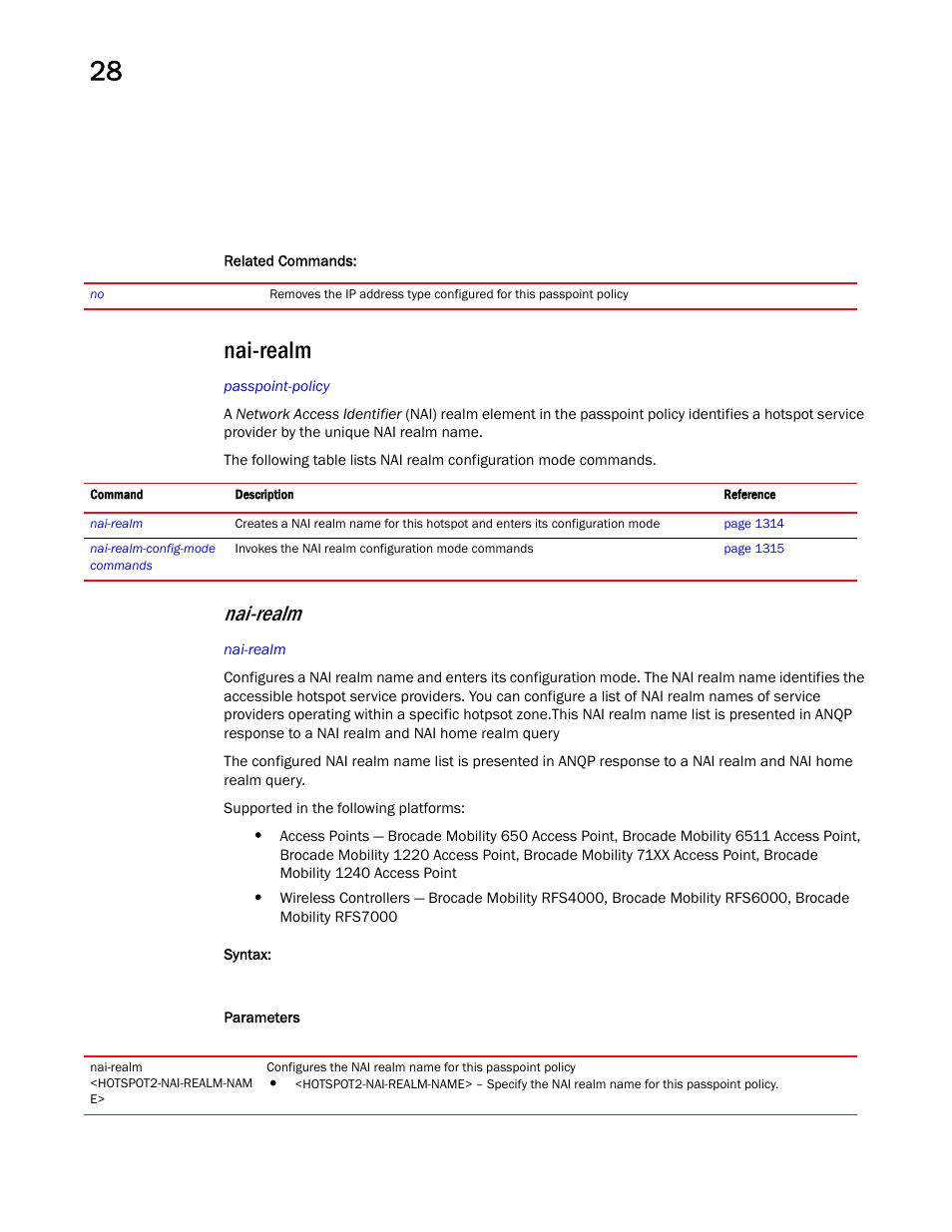 Nai-realm | Brocade Mobility RFS Controller CLI Reference Guide (Supporting software release 5.5.0.0 and later) User Manual | Page 1322 / 1355