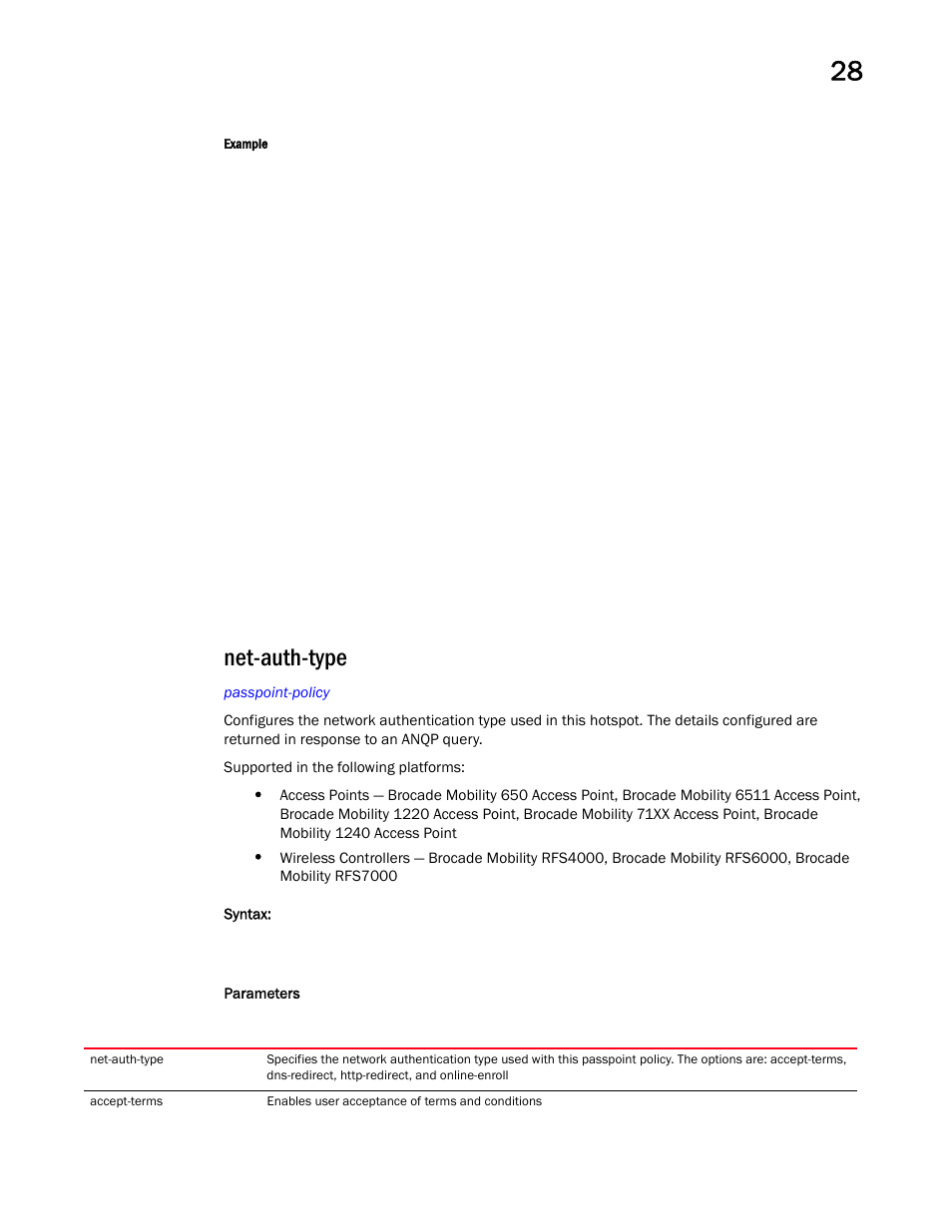 Net-auth-type | Brocade Mobility RFS Controller CLI Reference Guide (Supporting software release 5.5.0.0 and later) User Manual | Page 1325 / 1355