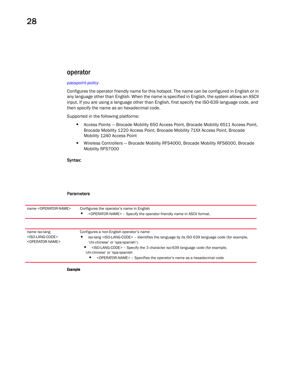 Operator | Brocade Mobility RFS Controller CLI Reference Guide (Supporting software release 5.5.0.0 and later) User Manual | Page 1328 / 1355