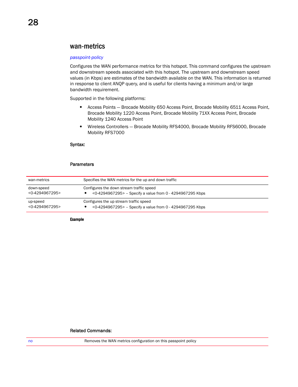 Wan-metrics | Brocade Mobility RFS Controller CLI Reference Guide (Supporting software release 5.5.0.0 and later) User Manual | Page 1334 / 1355