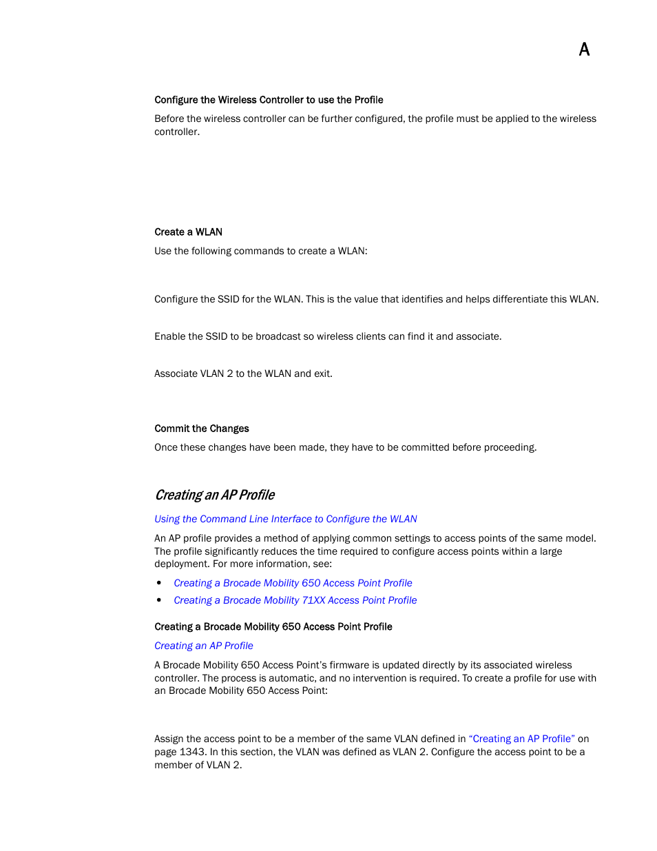 Creating an ap profile | Brocade Mobility RFS Controller CLI Reference Guide (Supporting software release 5.5.0.0 and later) User Manual | Page 1351 / 1355