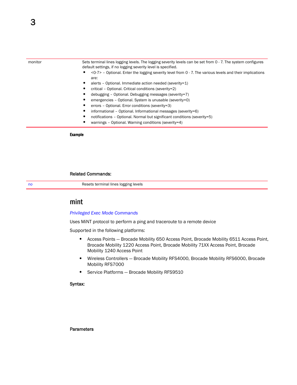 Mint | Brocade Mobility RFS Controller CLI Reference Guide (Supporting software release 5.5.0.0 and later) User Manual | Page 141 / 1355