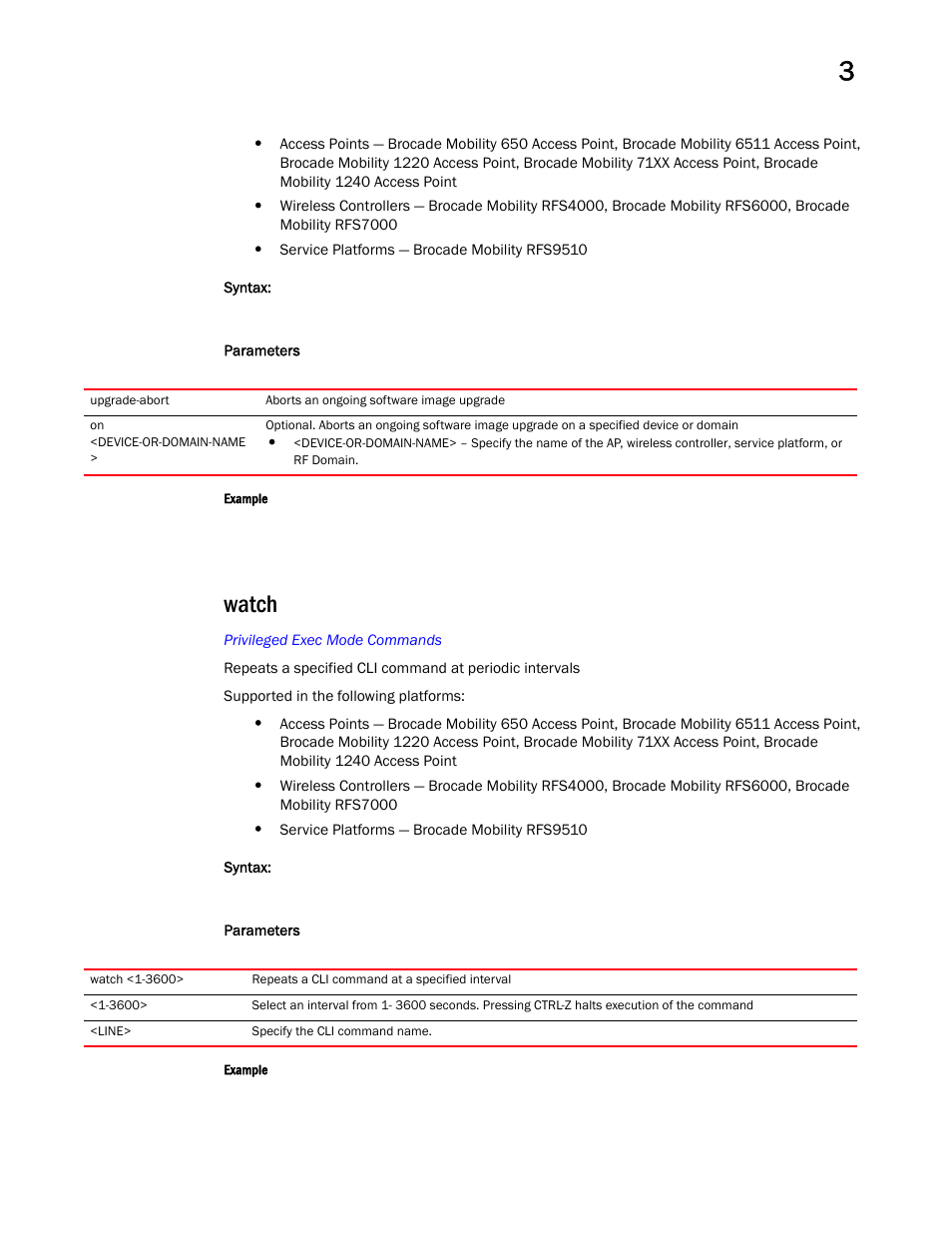 Watch | Brocade Mobility RFS Controller CLI Reference Guide (Supporting software release 5.5.0.0 and later) User Manual | Page 160 / 1355