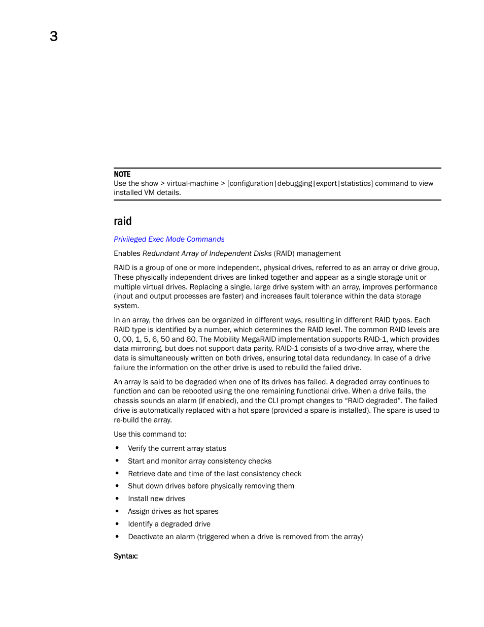 Raid | Brocade Mobility RFS Controller CLI Reference Guide (Supporting software release 5.5.0.0 and later) User Manual | Page 169 / 1355