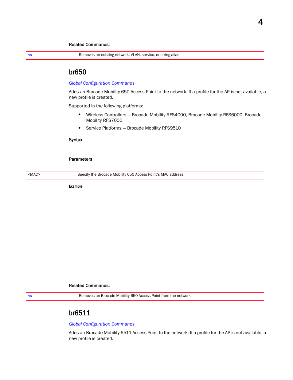 Br650, Br6511 | Brocade Mobility RFS Controller CLI Reference Guide (Supporting software release 5.5.0.0 and later) User Manual | Page 185 / 1355