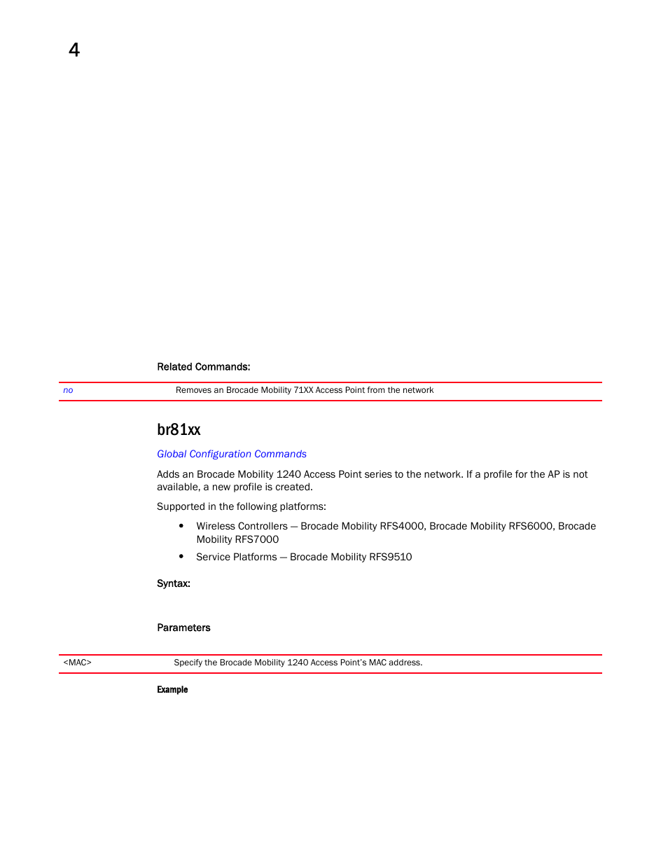 Br81xx | Brocade Mobility RFS Controller CLI Reference Guide (Supporting software release 5.5.0.0 and later) User Manual | Page 188 / 1355